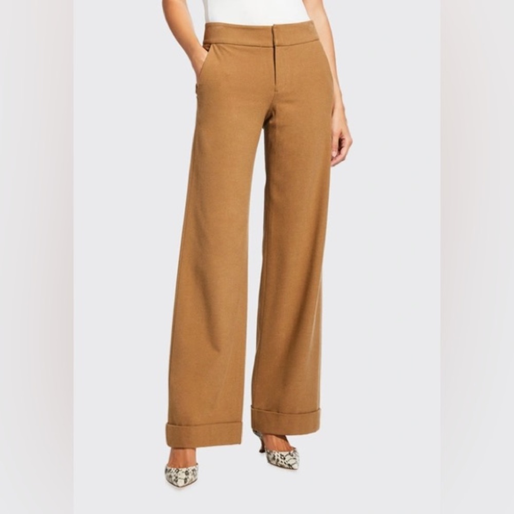NWT Alice & Olivia Wide-Leg Cuffed Pants Camel/Tan